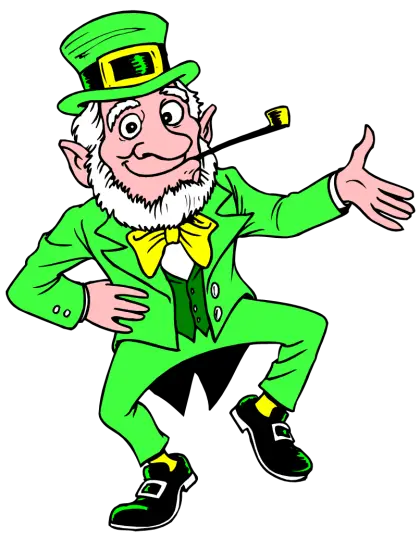 Cheerful Green Leprechaun Character