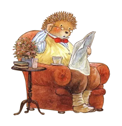 Hedgehog Reading in a Chair