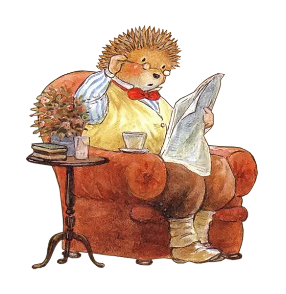 Hedgehog Reading in a Chair