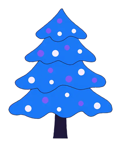 Blue Christmas Tree with Polka Dots