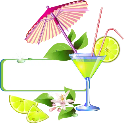 Tropical Cocktail Glass with Decorative Umbrella and Lime