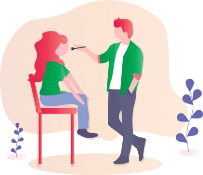 Illustration of Makeup Application Scene