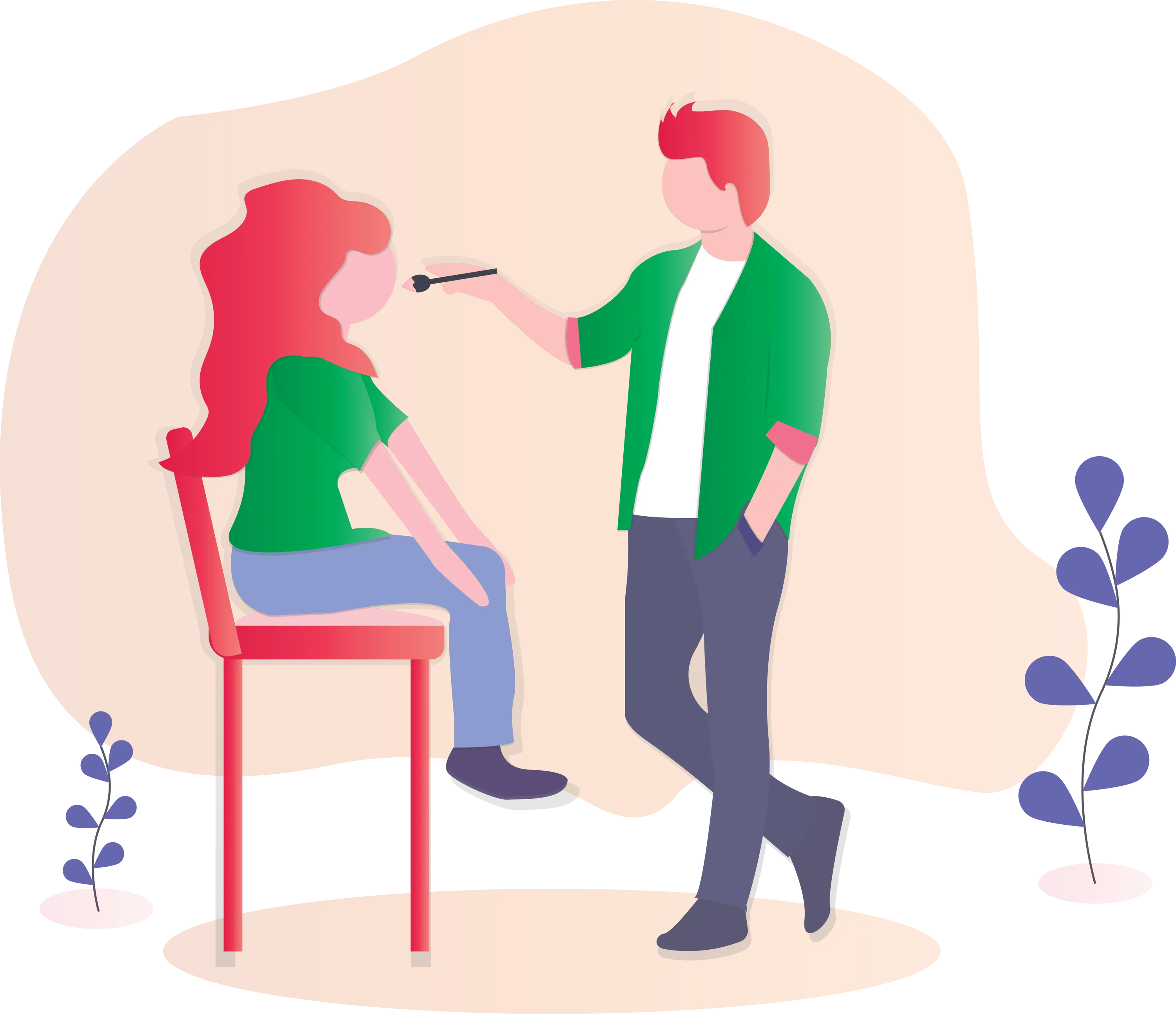 Illustration of Makeup Application Scene