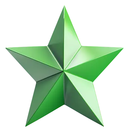 Shiny Green Star in 3D Style