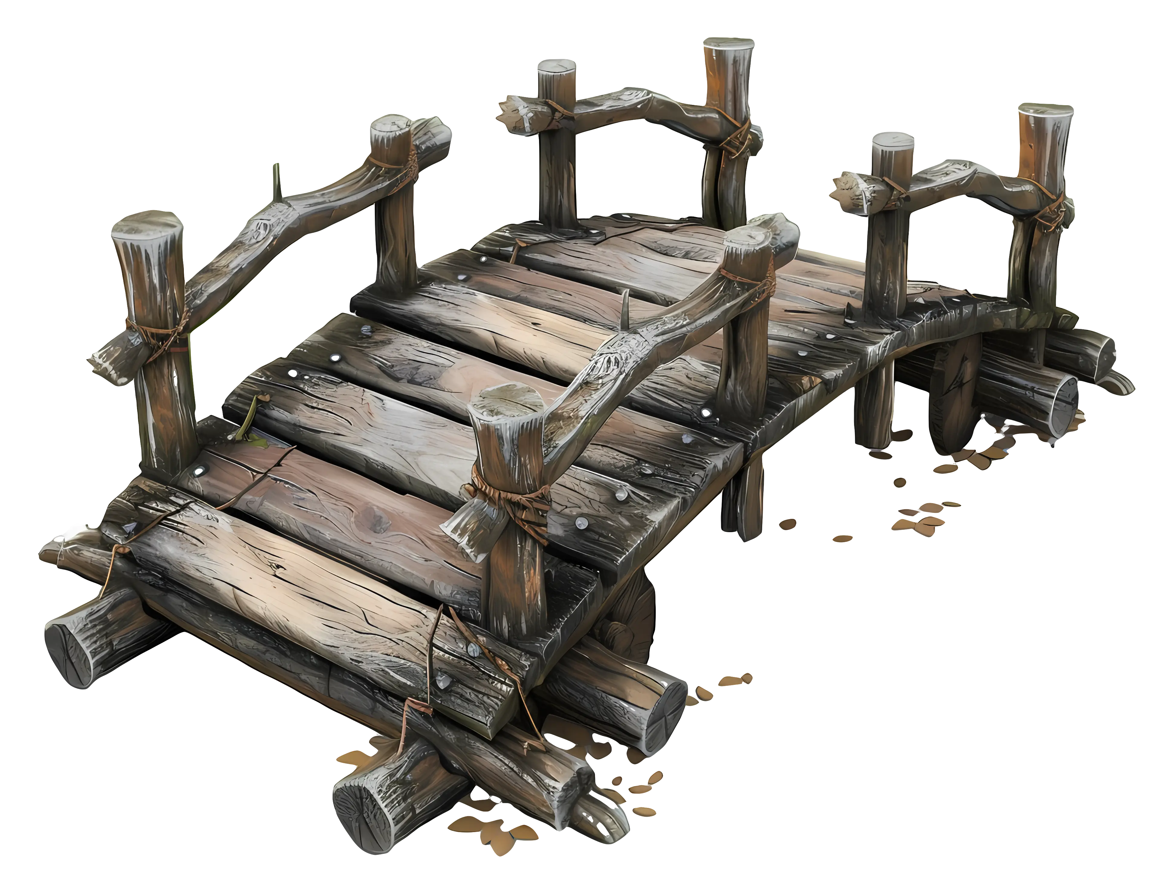 Small Wooden Footbridge in 3D Art