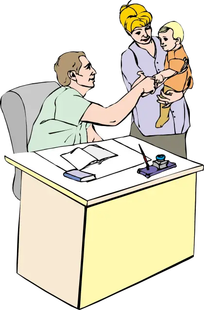 Doctor Consulting with Patient and Child