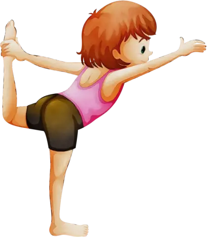 Cartoon Girl Practicing Yoga Pose
