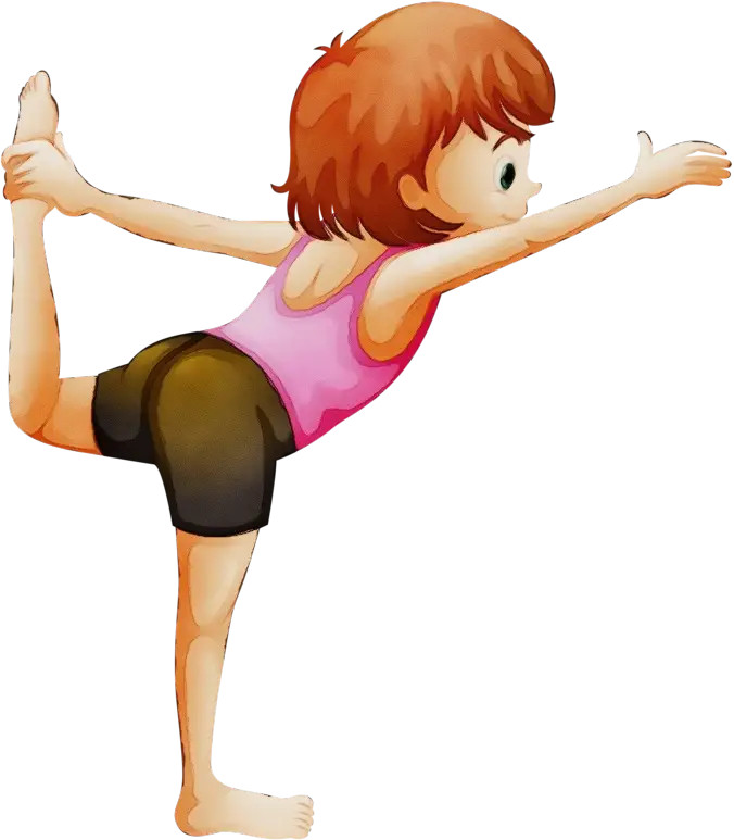 Cartoon Girl Practicing Yoga Pose