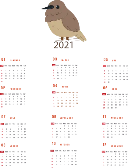 2021 Bird-themed Calendar Design
