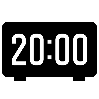 Minimalistic Digital Clock Icon Showing 20:00