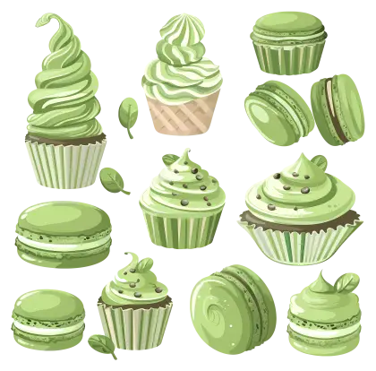 Assorted Green Desserts and Pastries