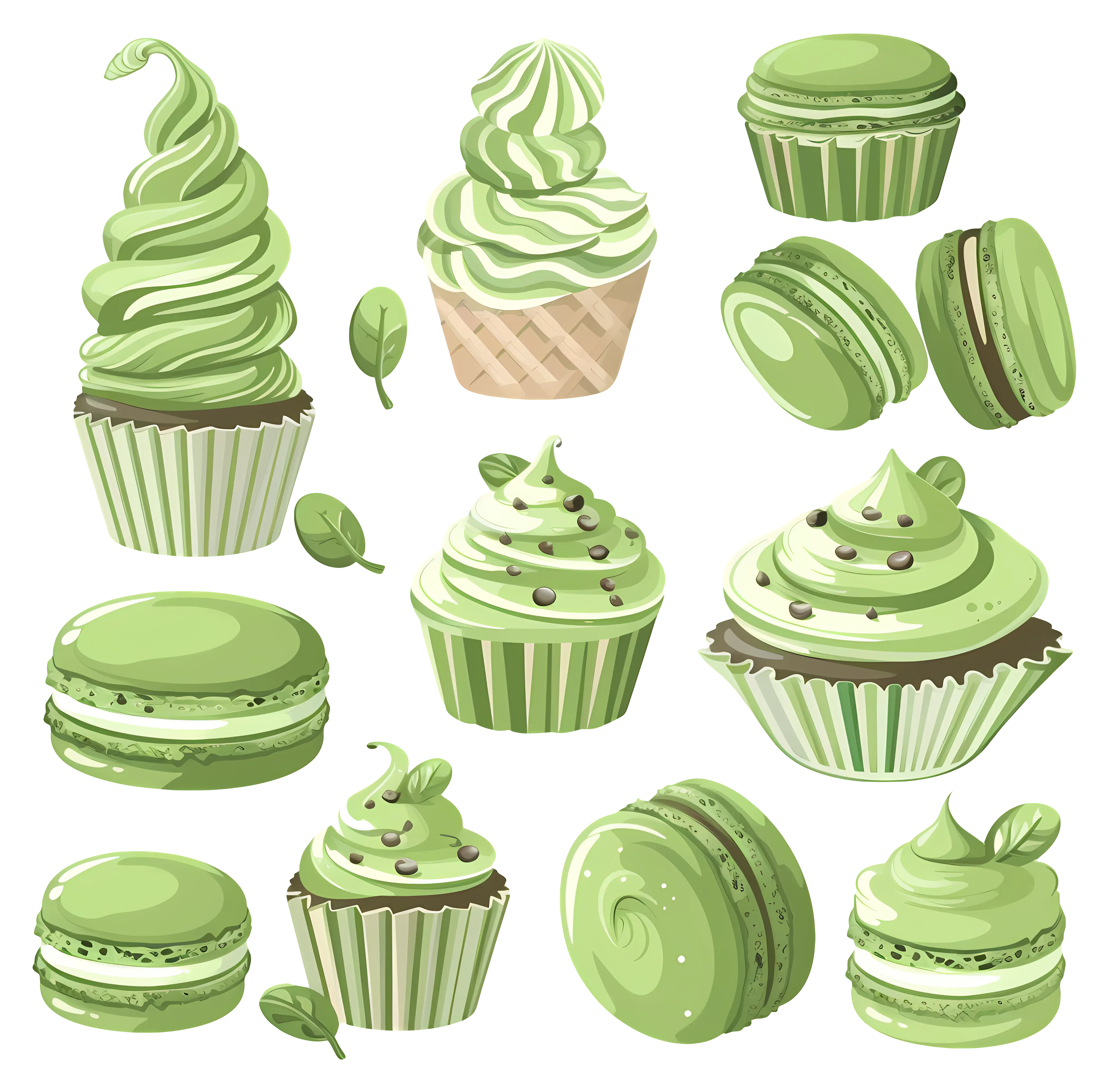 Assorted Green Desserts and Pastries