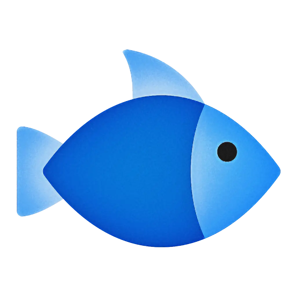 Blue Fish Illustration in Minimalist Style