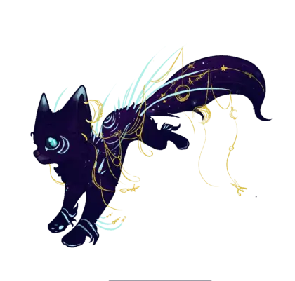 Fantasy Cat with Wings and Decorations
