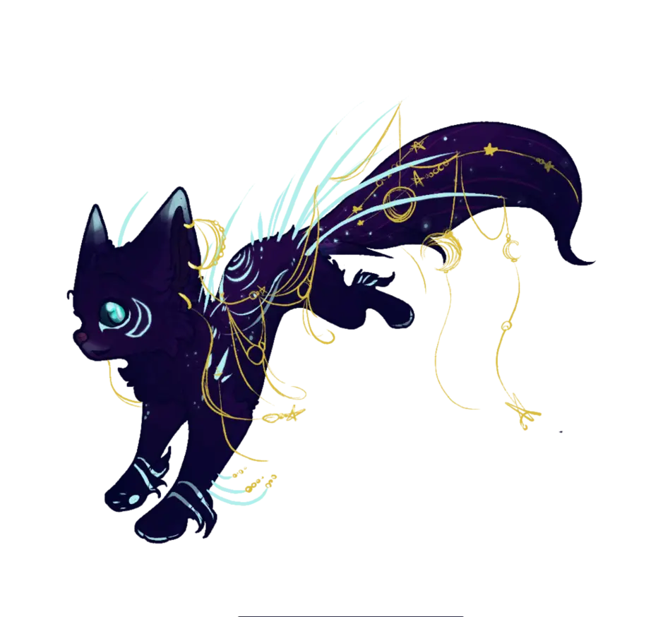 Fantasy Cat with Wings and Decorations