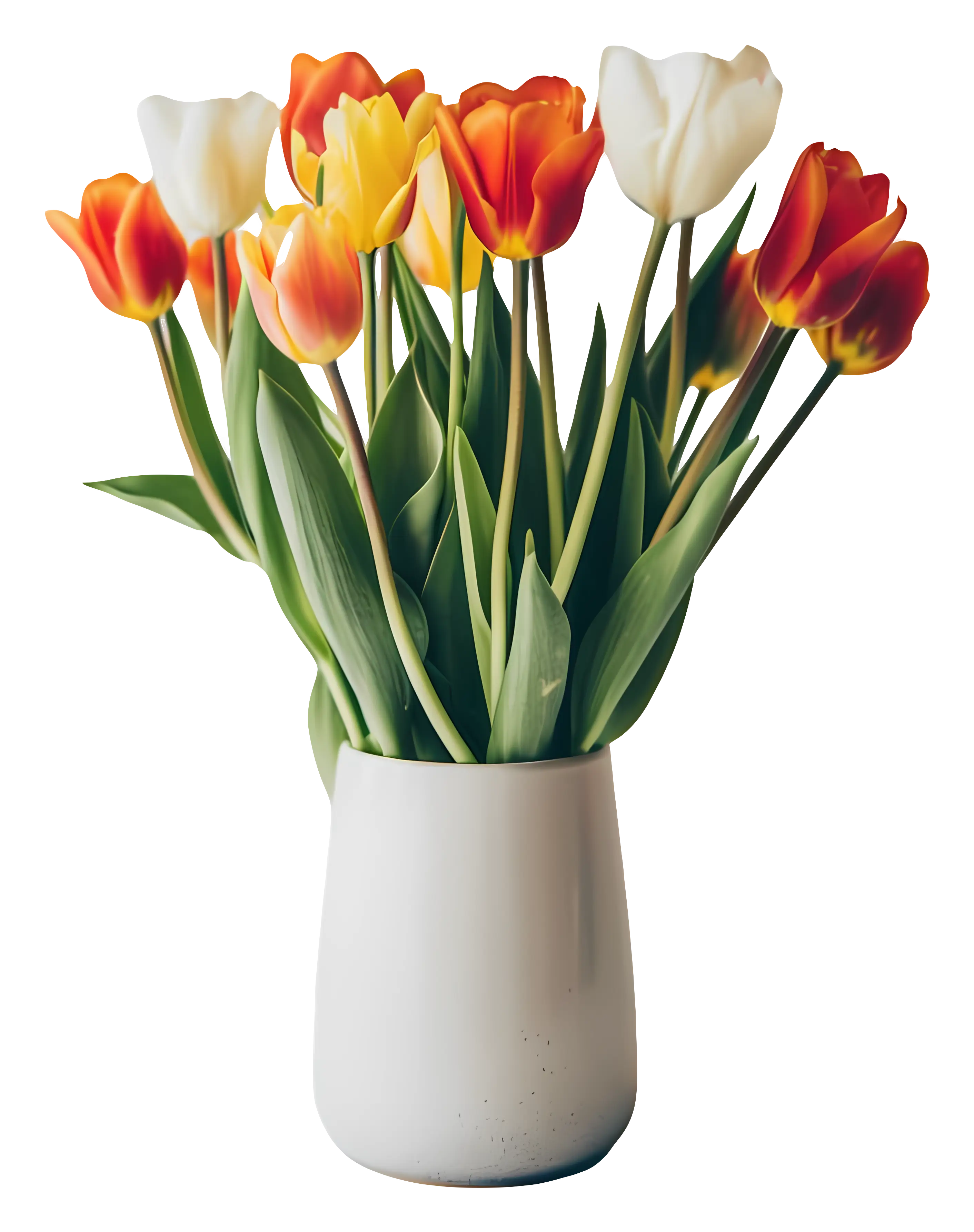 Tulips in White Vase Arrangement