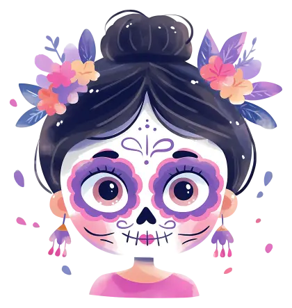 Sugar Skull Girl Illustration for Day of the Dead