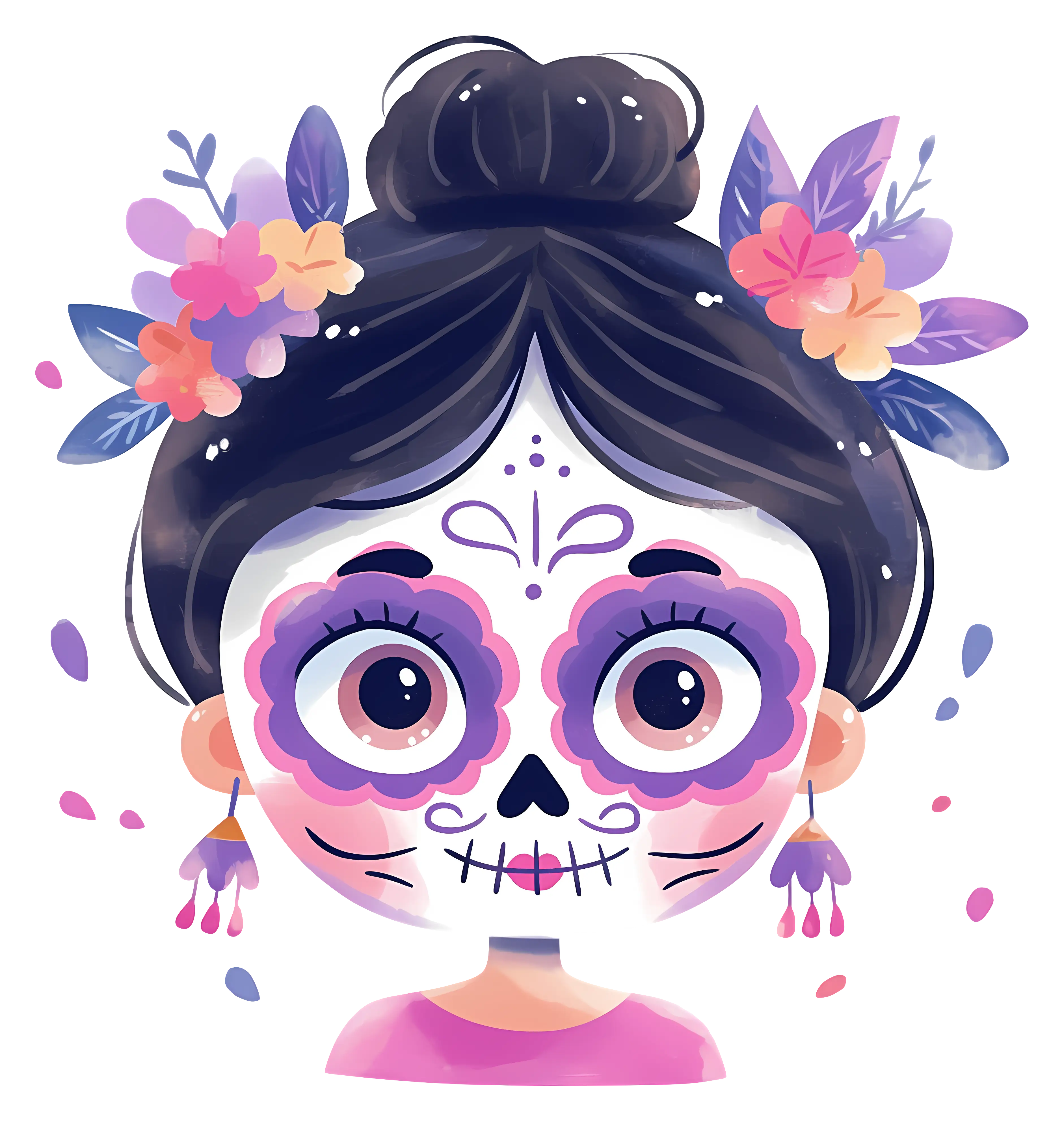 Sugar Skull Girl Illustration for Day of the Dead