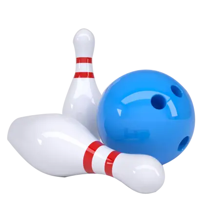 Blue Bowling Ball and Pins