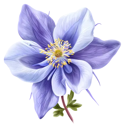 Realistic Purple Columbine Flower Illustration