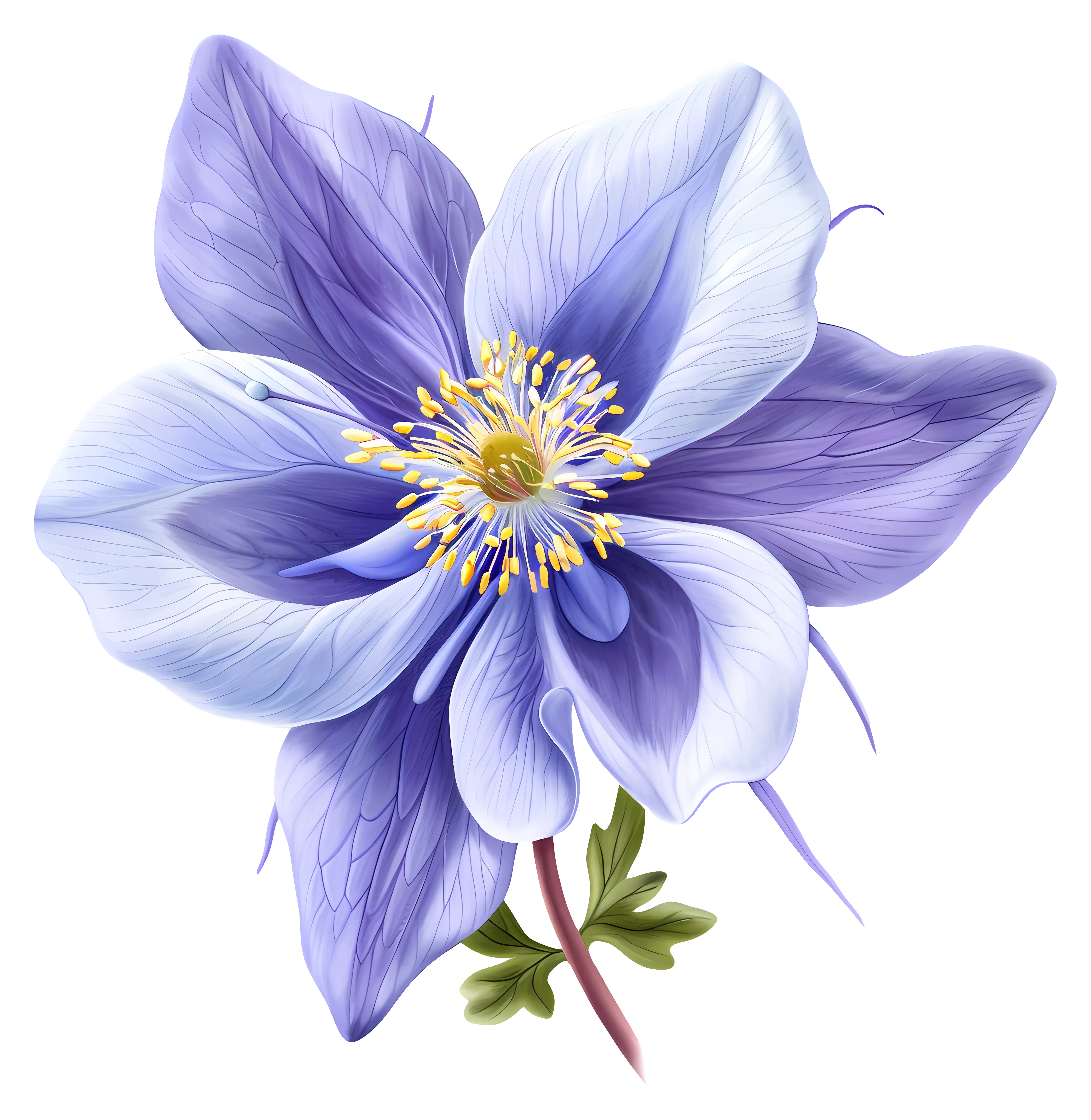 Realistic Purple Columbine Flower Illustration