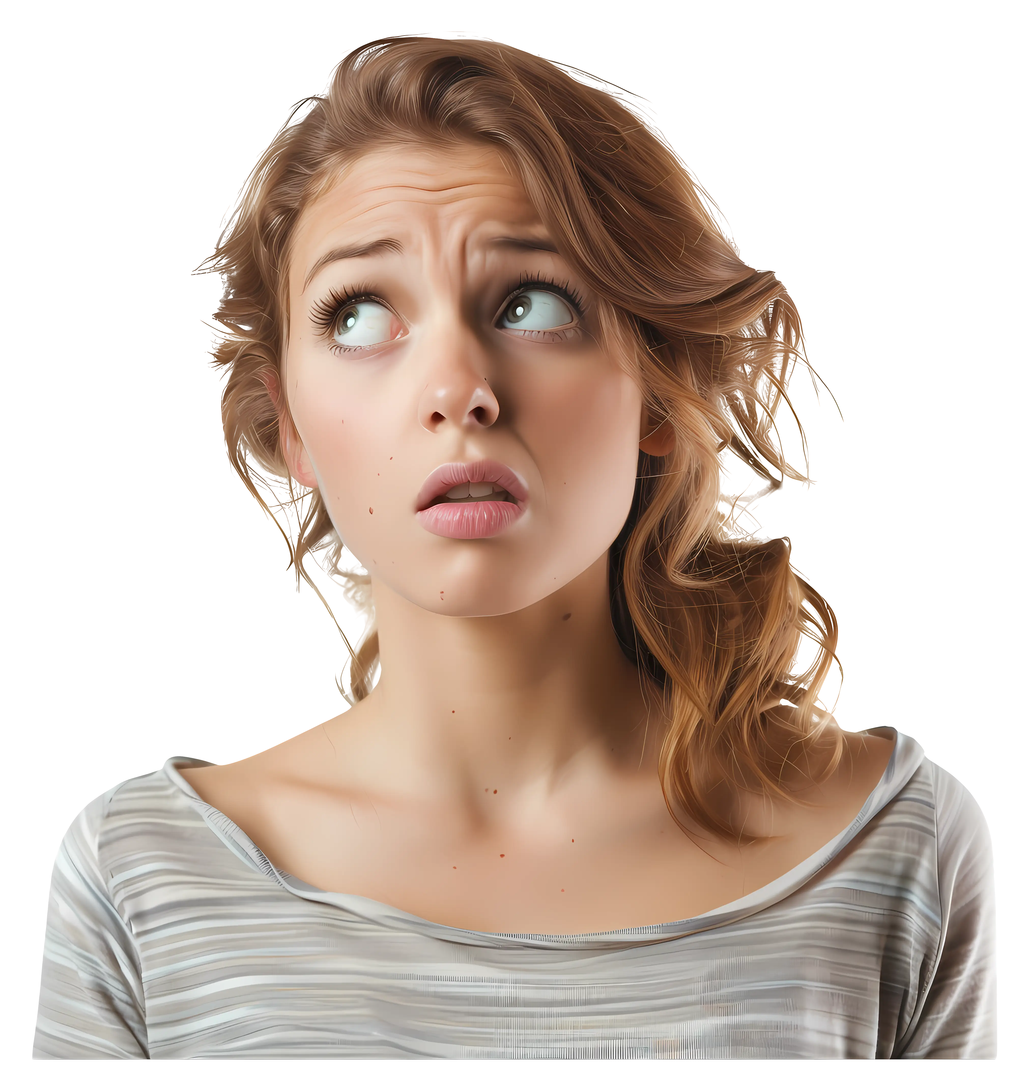 Curious Woman Looking Up