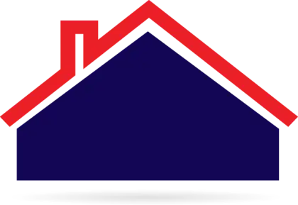Simple Blue and Red House Silhouette Icon