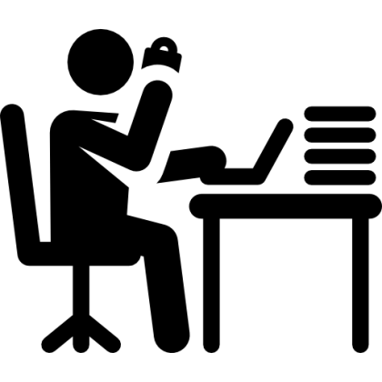 Office Worker at Desk Icon