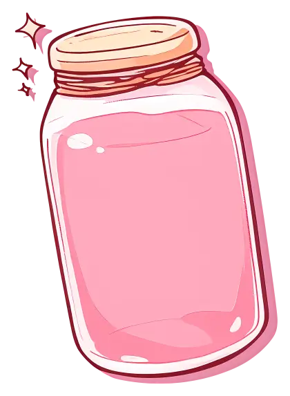 Glass Jar with Pink Liquid in Cute Illustration Style