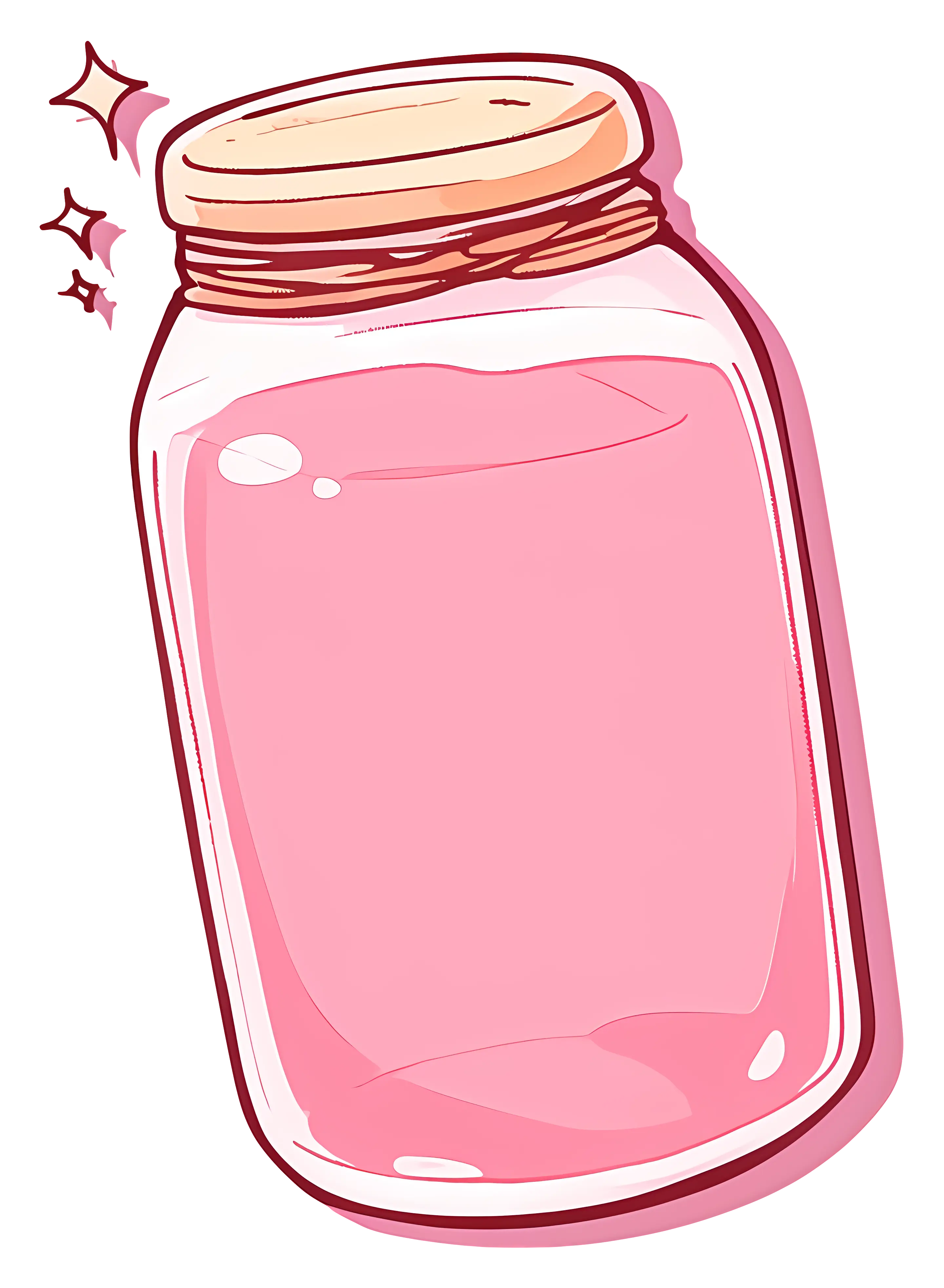 Glass Jar with Pink Liquid in Cute Illustration Style