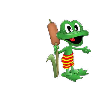 Cartoon Frog with Cattail