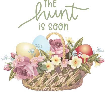 Easter Basket with Flowers and Eggs