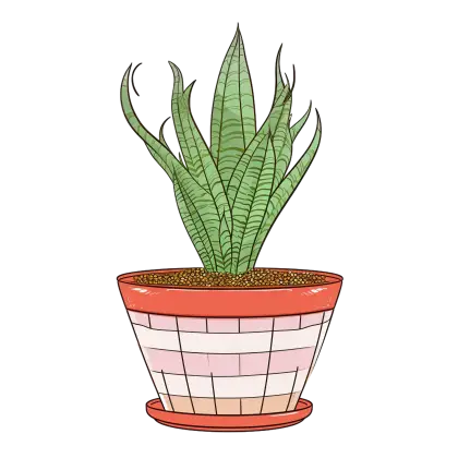 Striped Pot with Indoor Plant