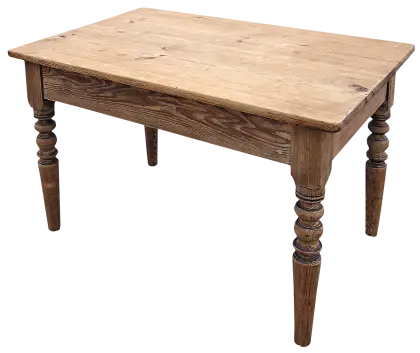 Rustic Wooden Table with Turned Legs