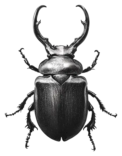 Black Stag Beetle Illustration