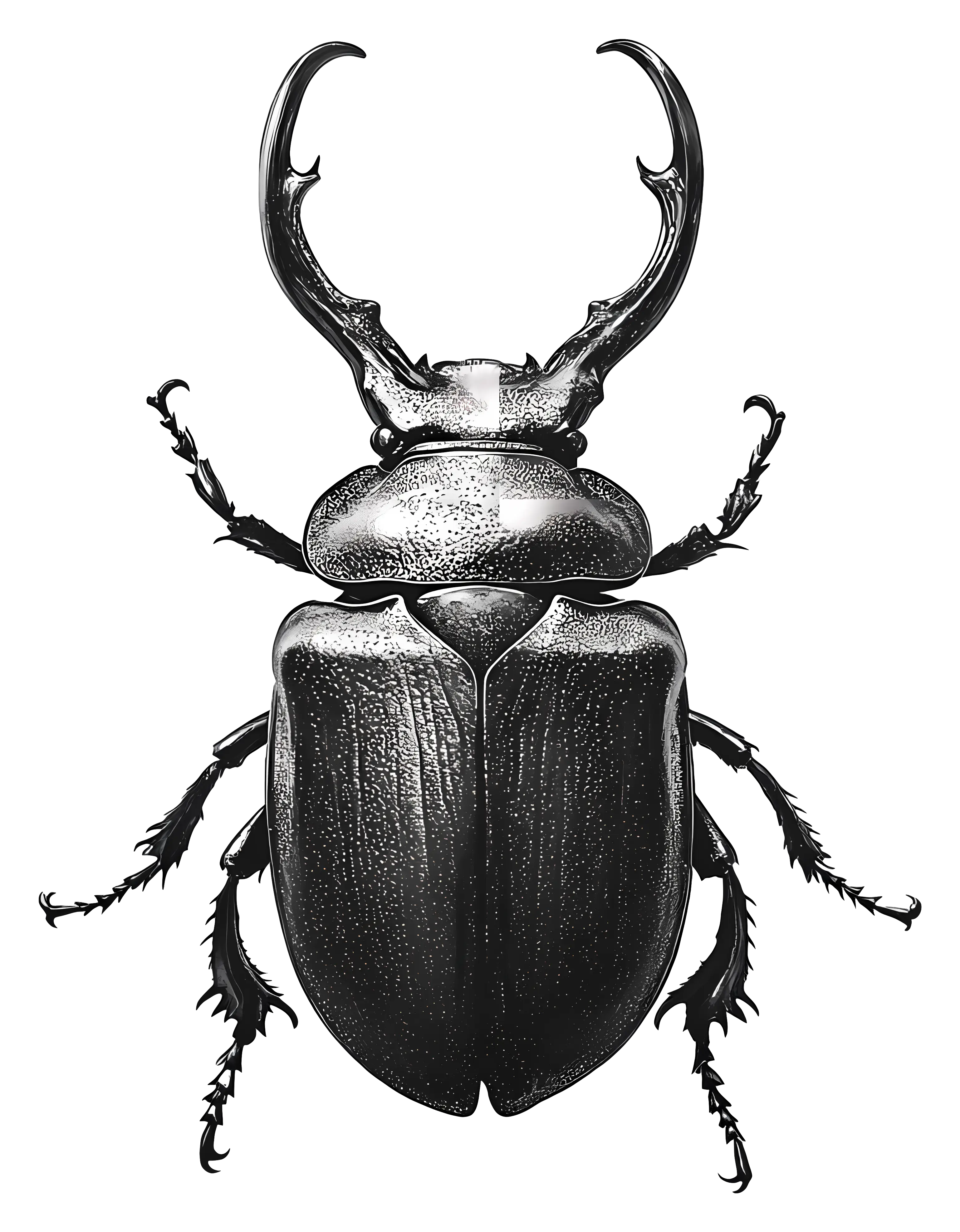 Black Stag Beetle Illustration