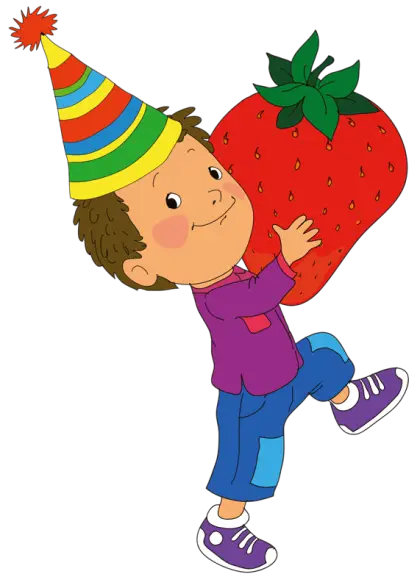 Child Holding a Giant Strawberry