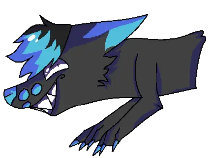 Blue and Black Cartoon Wolf