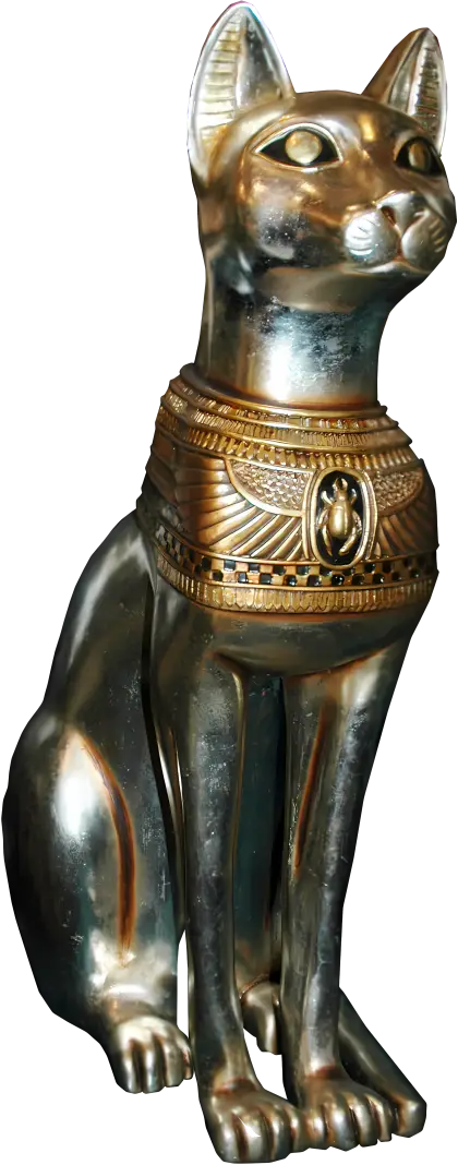 Golden Ancient Egyptian Cat Statue