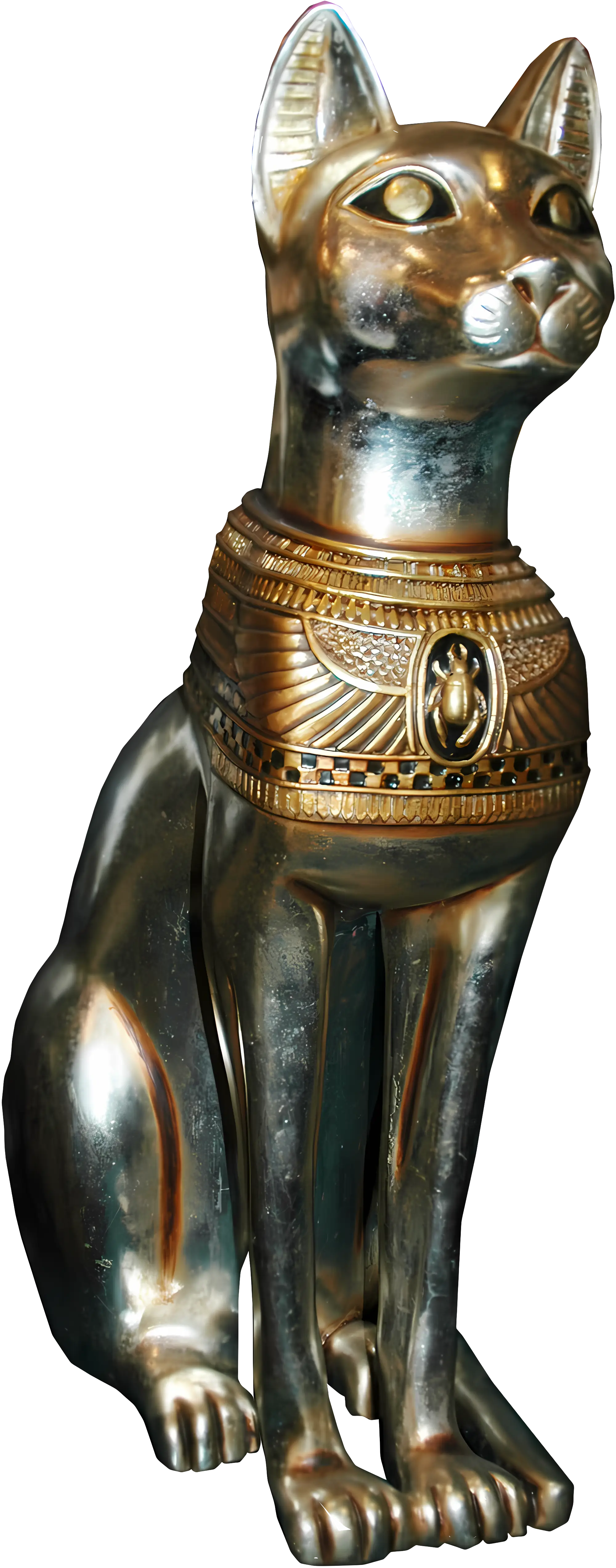 Golden Ancient Egyptian Cat Statue