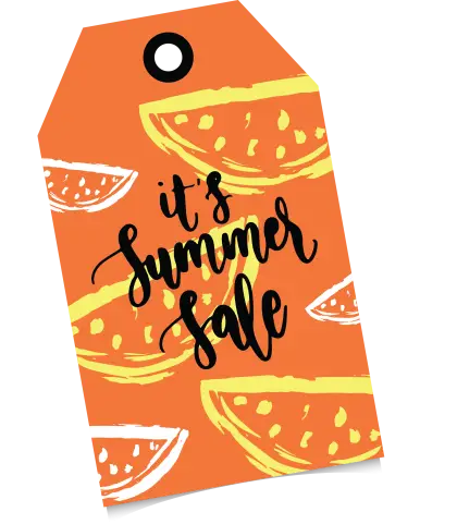 Orange Summer Sale Tag with Watermelon Pattern