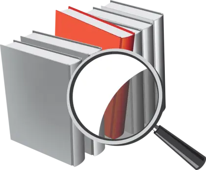 Stack of Books with a Magnifying Glass