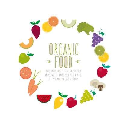 Organic Food Poster with Fruits and Vegetables