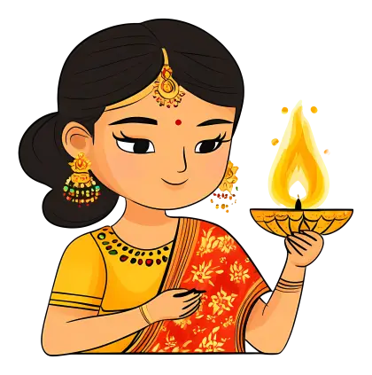 Woman Holding Diya for Karthika Purnima