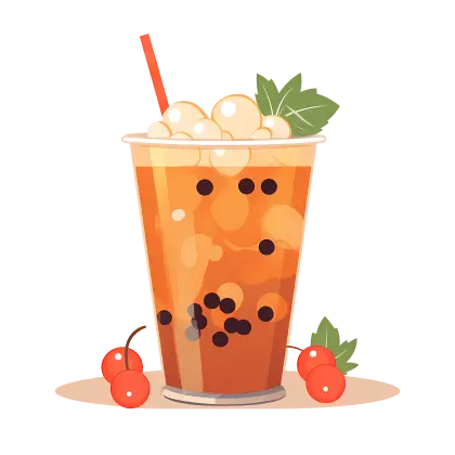 Bubble Tea with Fruits and Tapioca Pearls