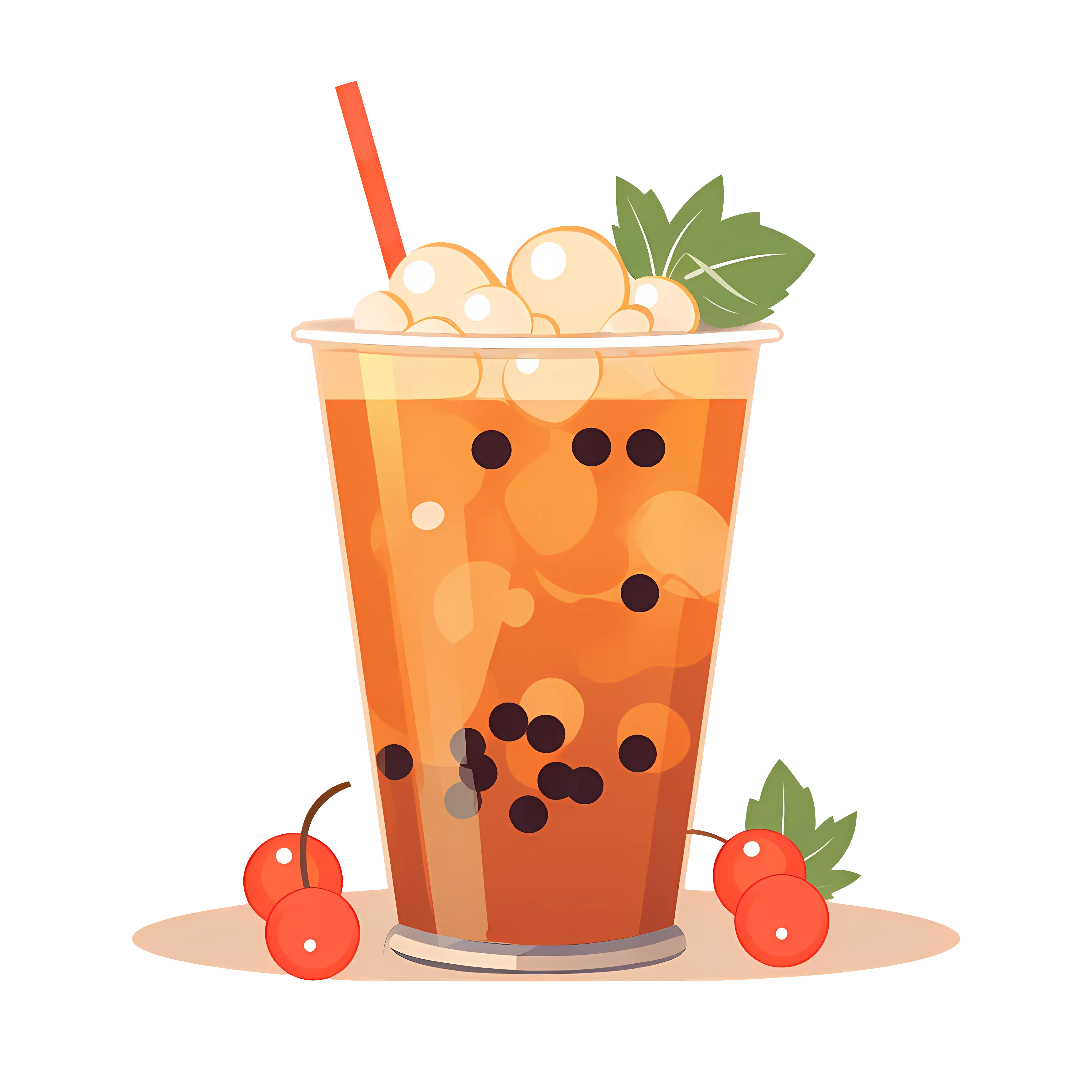 Bubble Tea with Fruits and Tapioca Pearls