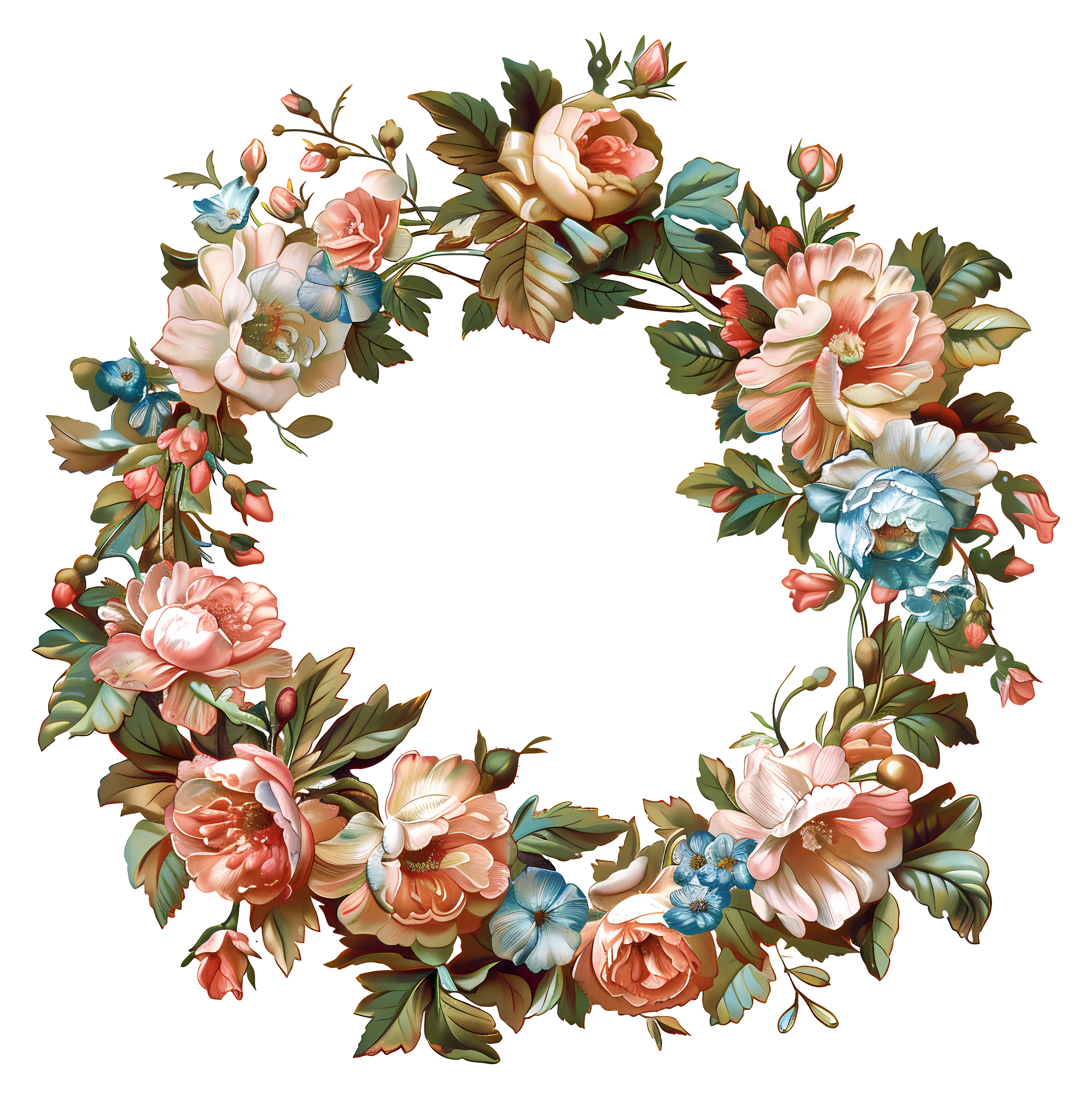 Floral Wreath with Colorful Flowers