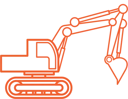 Orange Excavator Line Art