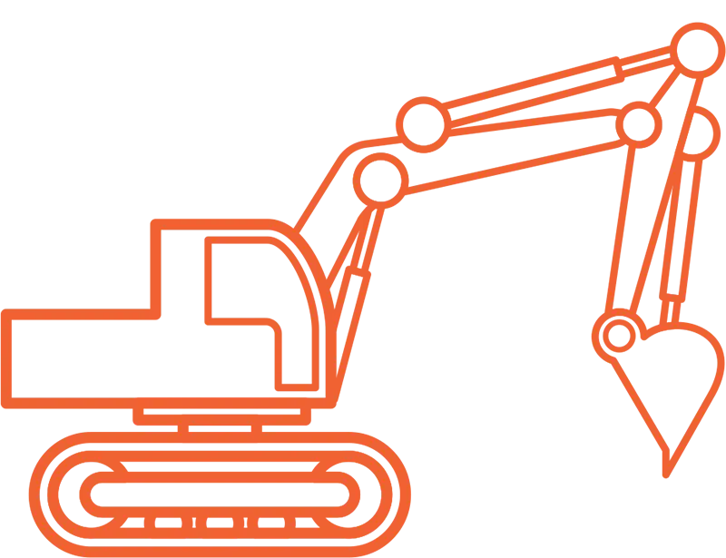 Orange Excavator Line Art