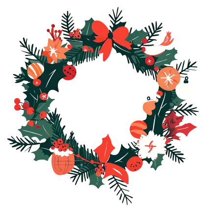 Beautiful Christmas Wreath Illustration with Ornaments